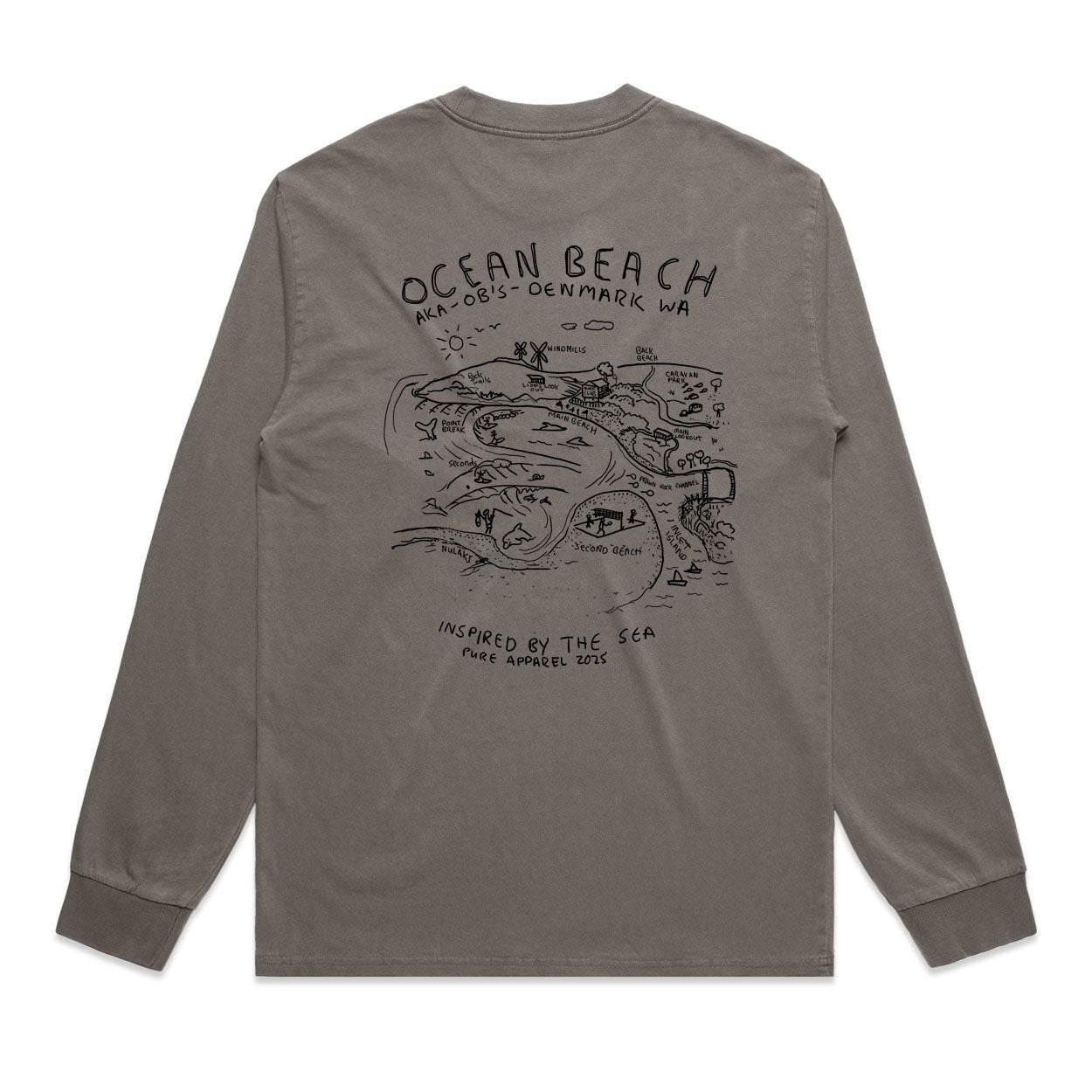 Ocean Beach - Faded grey Longsleeve tee