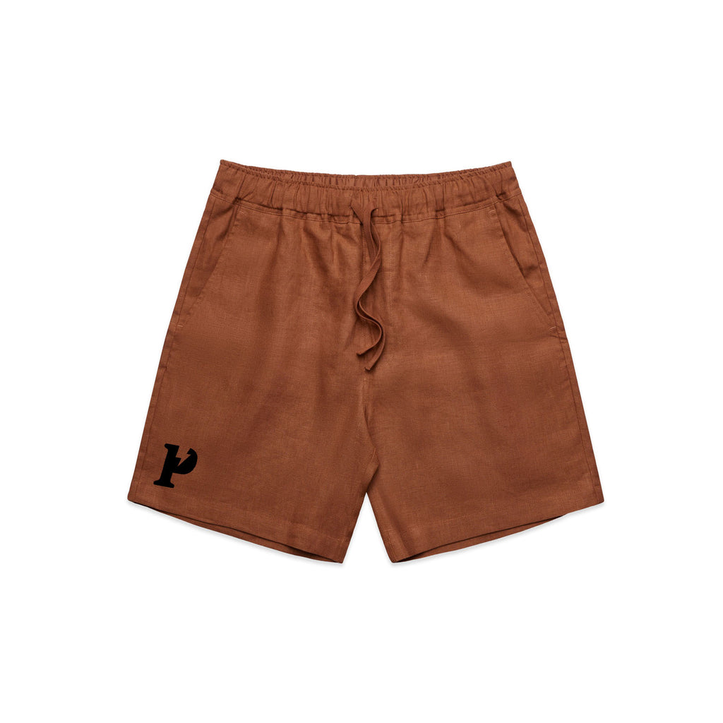Pure Logo Linen Shorts - Brown